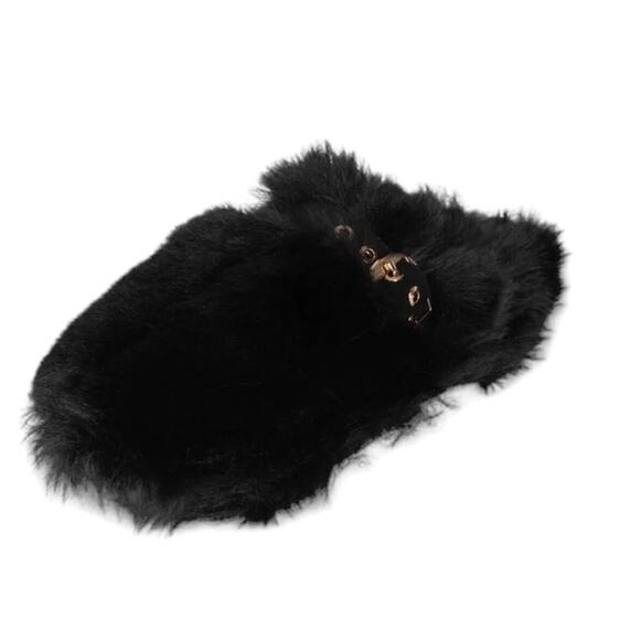 NWOT Jeffrey Campbell RLXATHOME Black Faux Fur Mule Slide - Sz 8.5 - Picture 1 of 6